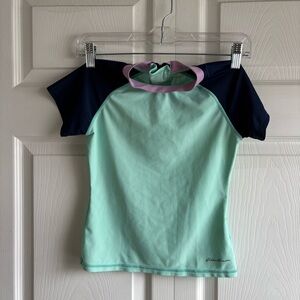 Eddie Bauer Girls Rash Guard Surf Swim Shirt Short Sleeve S 7/8 Beach Vacation